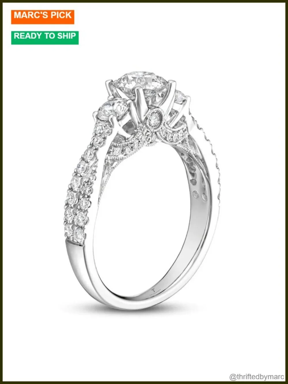1.5 Carat Moissanite Engagement Ring Platinum Plated Silver